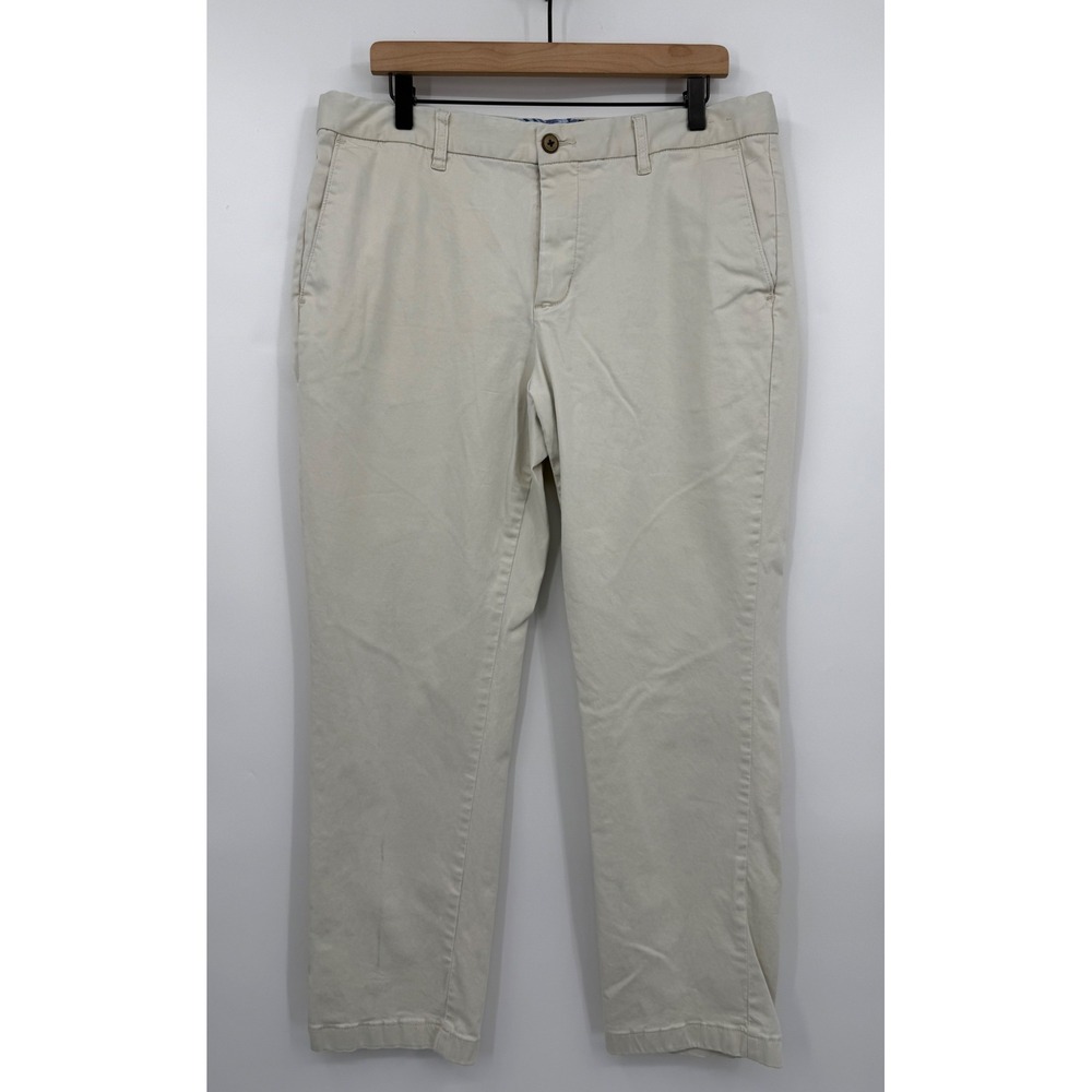 Tommy Bahama Pants Mens 36x30 Beige Solid Chino Cotton Blend Casual Vacation